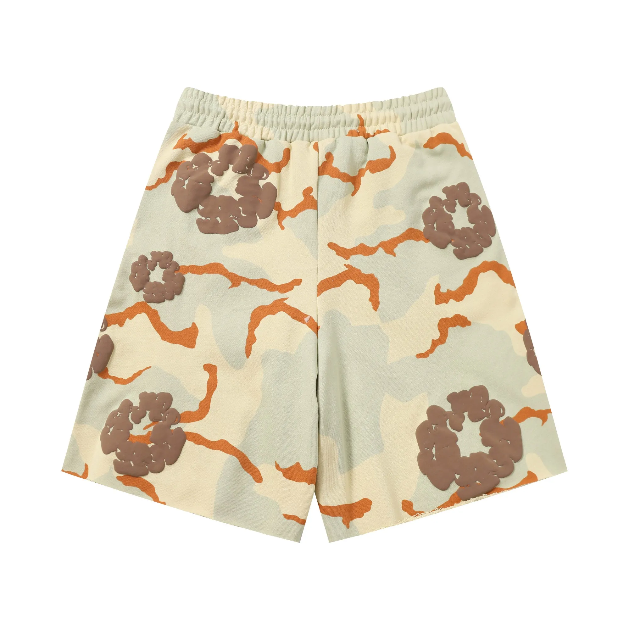 8208# DENIM TEARS Kapok European and American trendy brand high-quality foam flocking camouflage printed shorts Color Camouflage blue Camouflage powder Camouflage gray Camouflage apricot Camouflage green Size S-XL